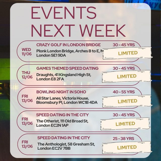 No plans yet? We’ve got you.

Check out what’s on and lock in your spot…
www.itsadate.club

#ItsADate #ThisWeek #DatingEventsLondon #MeetNewPeople #LondonSingles #RealConnections