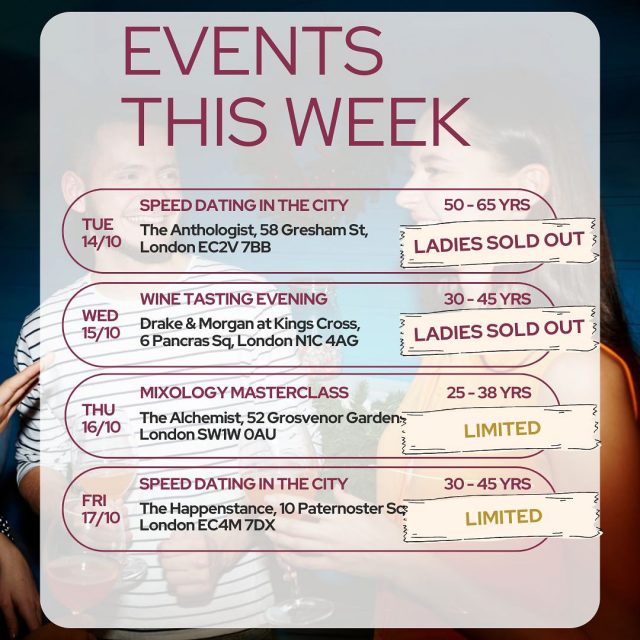 Another great week — and what a week it is! 🎉
Our Singles Party is finally here, and we can’t wait to see everyone mixing, mingling, and making magic happen. 

What are you up to this weekend? 👀

#ItsADateLDN #SinglesParty #LondonDating #DatingEvents #MeetNewPeople #RealConnections #SinglesInLondon